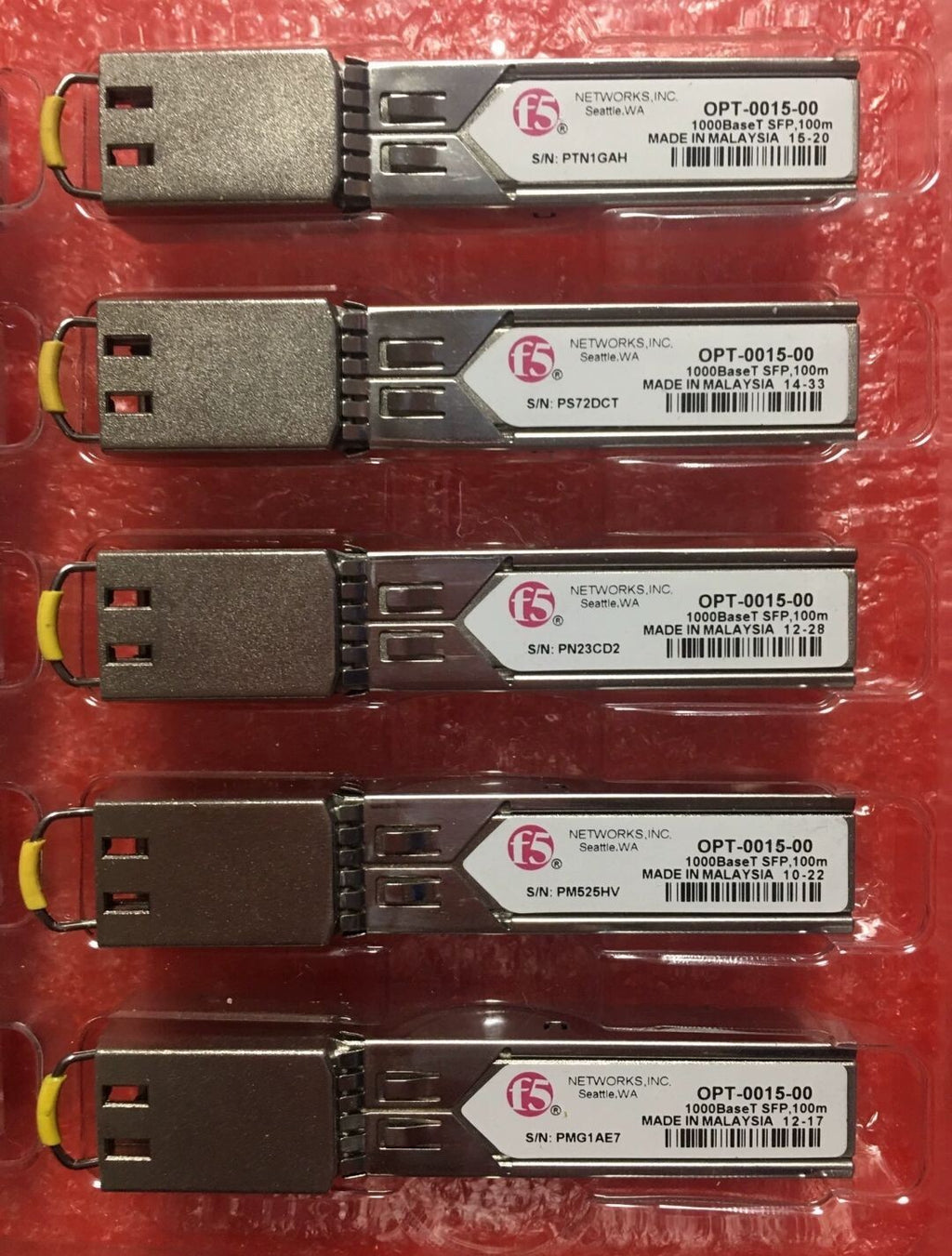 2pcs F5 Networks OPT-0015-00 UPG SFPC-R 1000BaseT SFP-T RJ-45 100m Transceiver