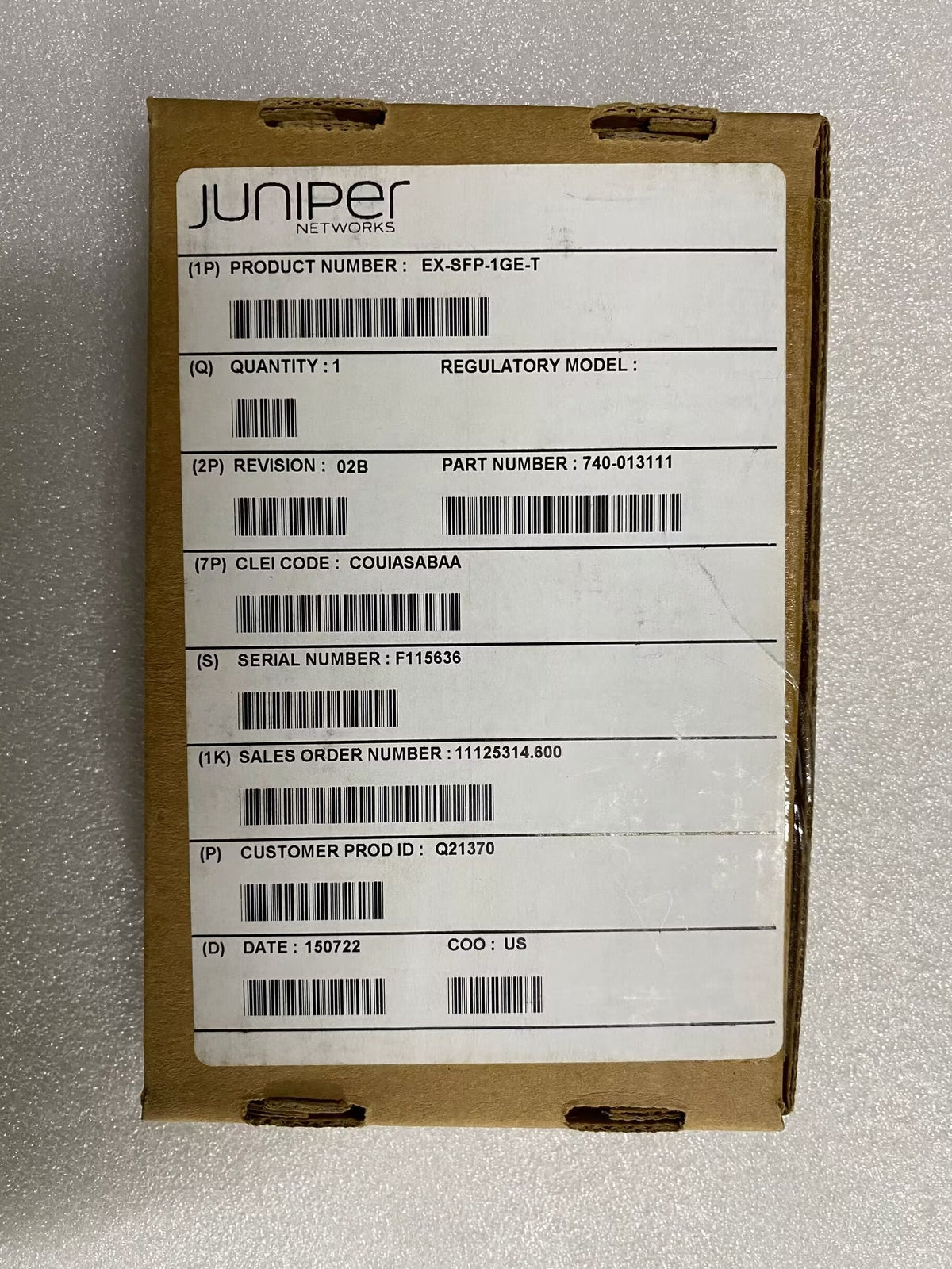 Juniper EX-SFP-1GE-T 740-013111 SFP-T 10/100/1000M SFP RJ45 copper New In Box