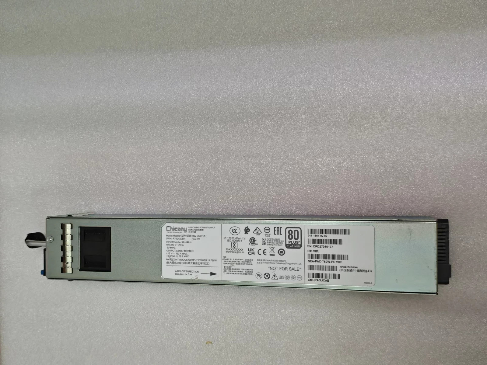 1pc Cisco NXA-PAC-750W-PE AC Power Supply for N9336C-SE1