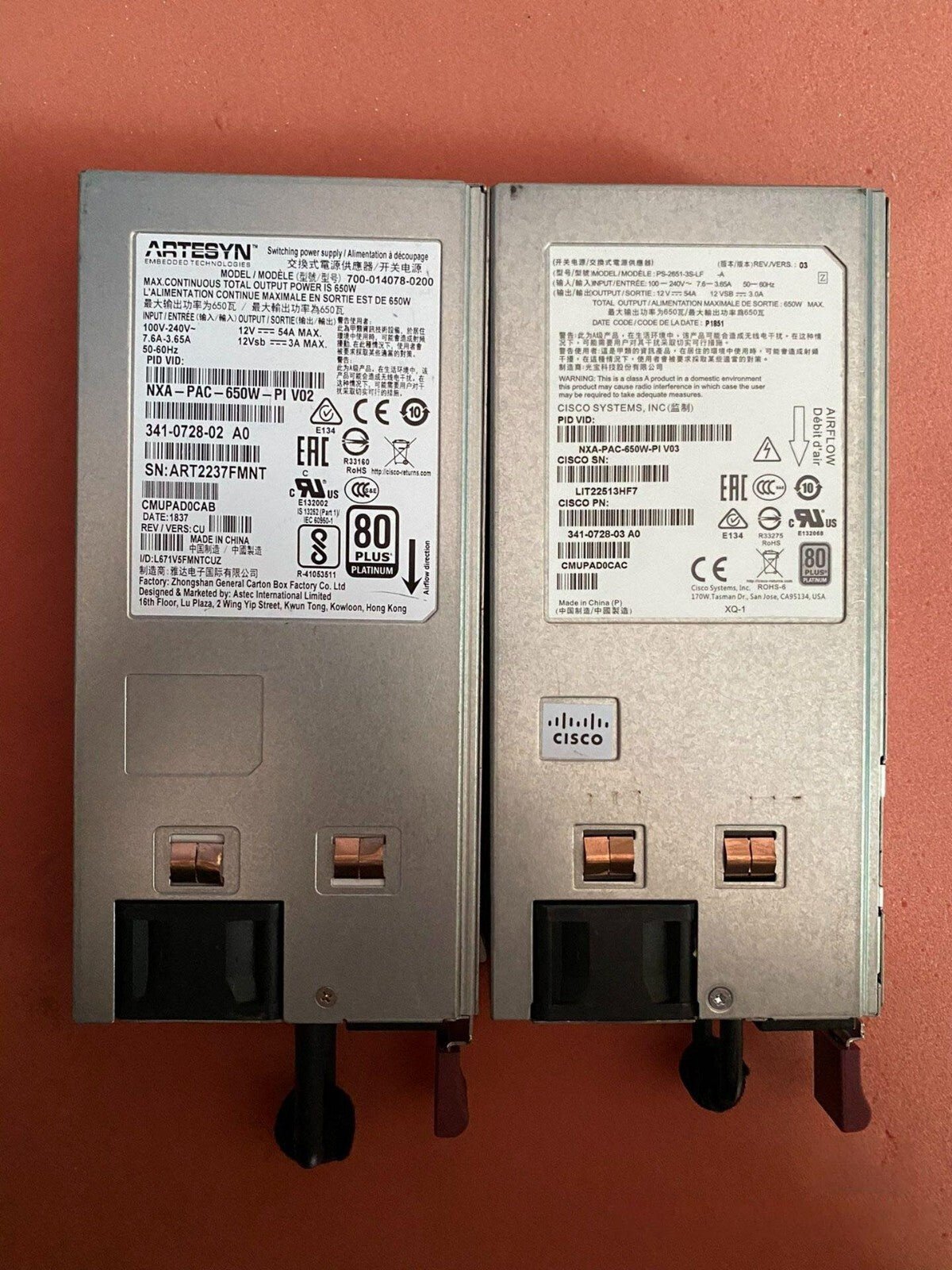 1pcs Cisco NXA-PAC-650W-PI 650W 341-0728-03 Port-Side Intake AC Power Supply