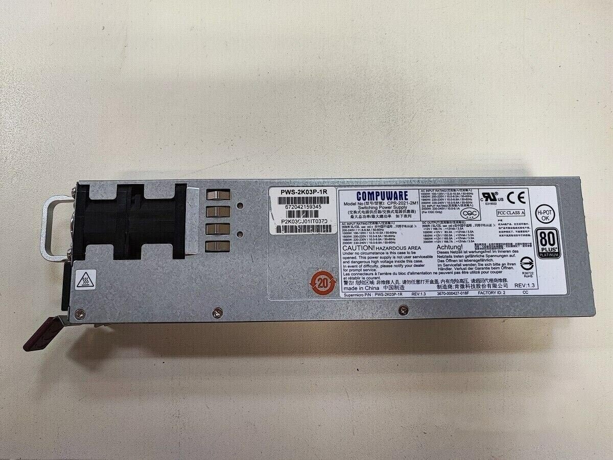 Supermicro PWS-2K03P-1R 2KW 1U Redundant Power Supply for SuperServer 2049U-TR4