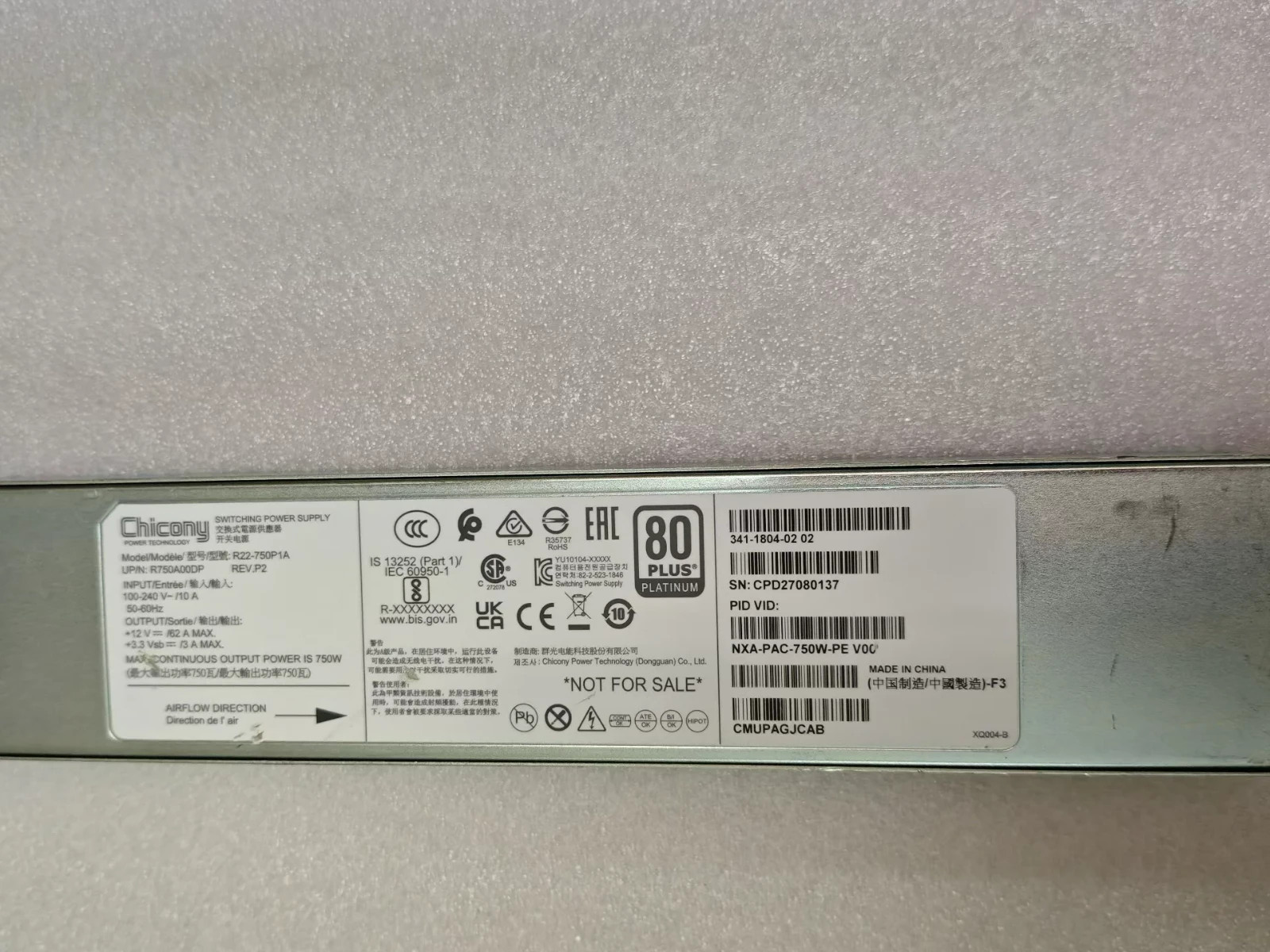 1pc Cisco NXA-PAC-750W-PE AC Power Supply for N9336C-SE1 - Image 2