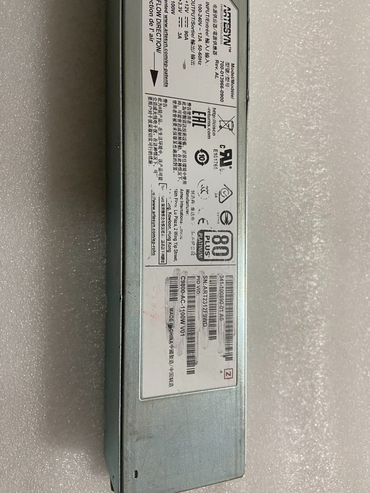 Cisco C9800-AC-1100W AC Power supply 341-100890 for Catalyst 9800 80 Plus Good - 图片 3