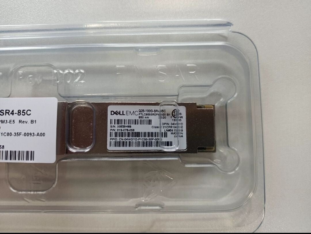 1pcs Dell EMC 04WGYD FTLC9555REPM3-E5 Q28-100G-SR4-85C 100GBASE-SR4 Transceiver - Image 2