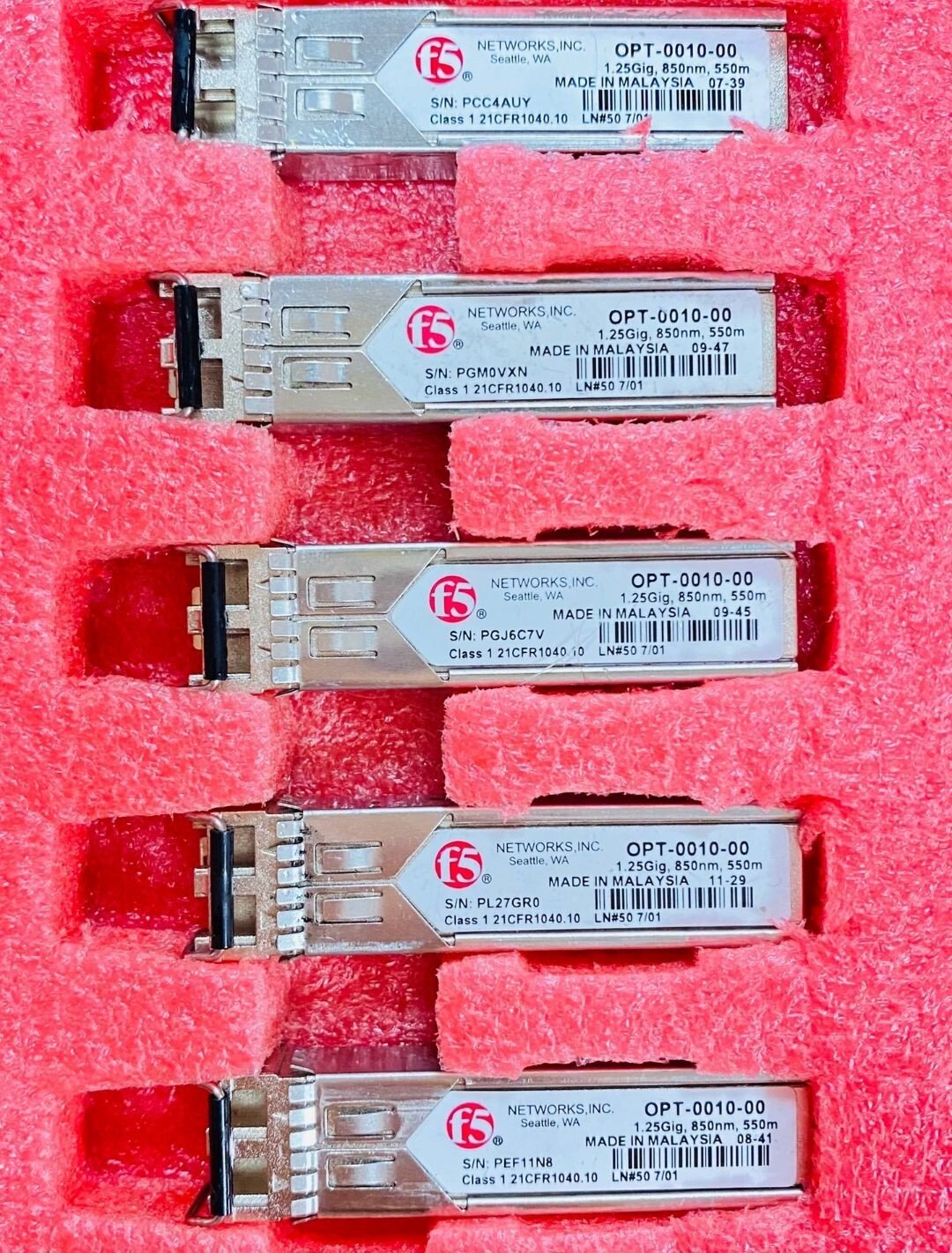 5pcs F5 Networks F5-UPG-SFP-R OPT-0010-00 1000Base-SX SFP-SX 850nm 550m Module