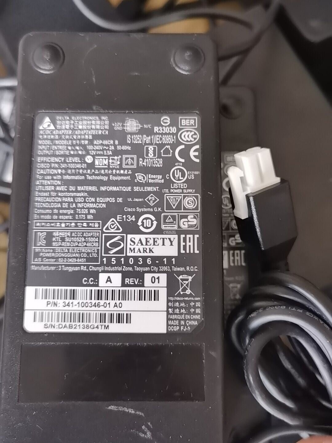 1PCS CISCO ADP-66CR B 341-100346-01 12V 5.5A for 891F 892F Power adapter