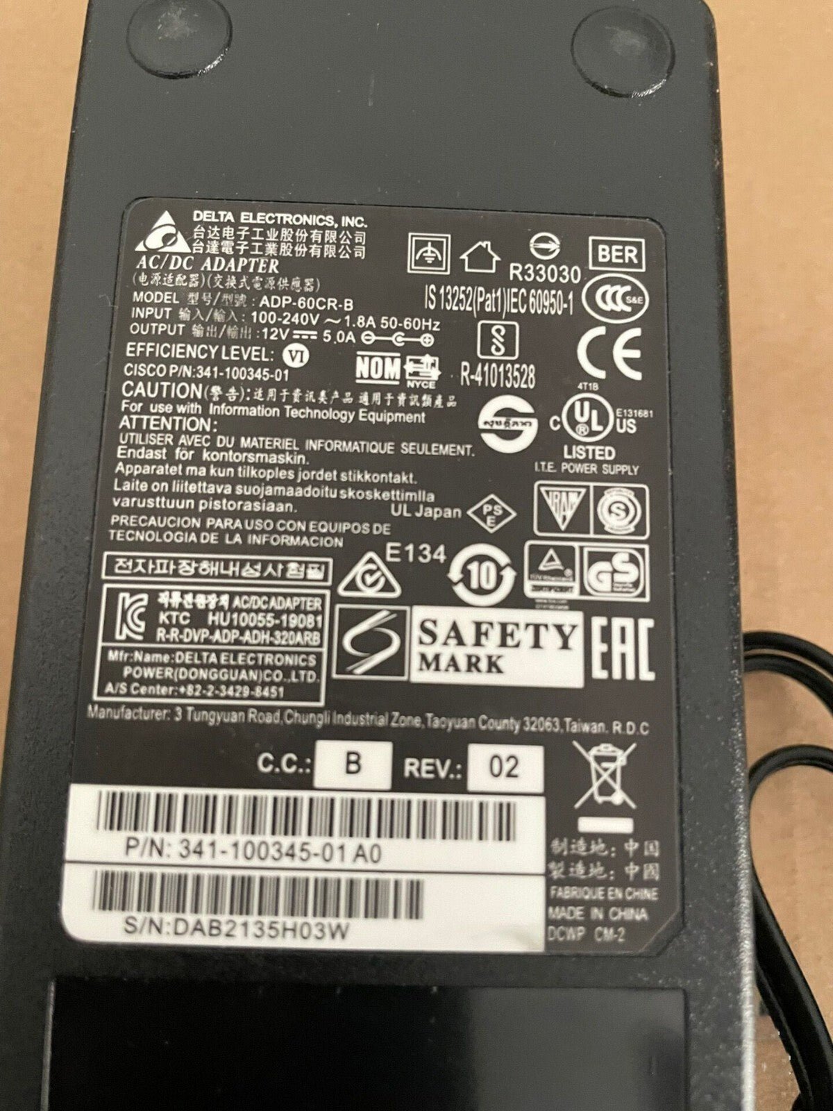 1PC Cisco 341-100345-01 Power Supply ADP-60CR-B, 12V 5A ,60w Adapter - Image 4