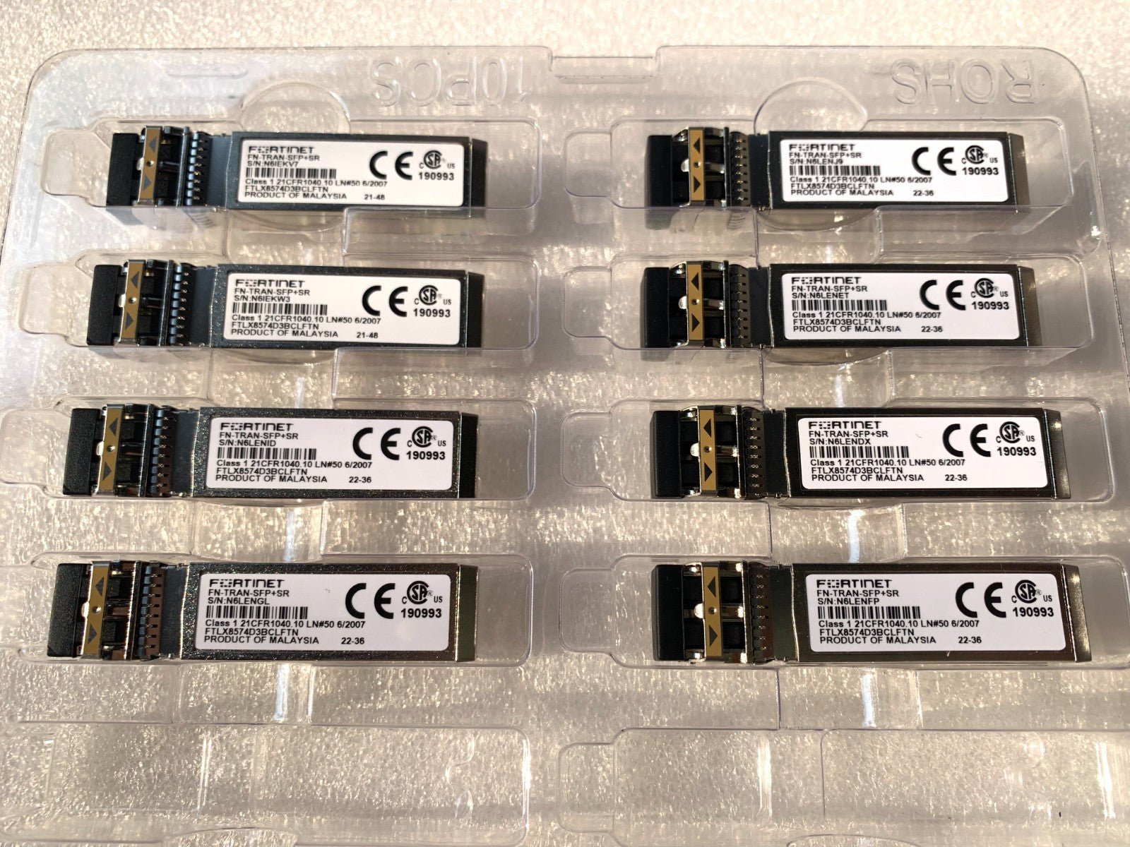 10PCS Fortinet FN-TRAN-SFP+SR 10GE SFP-10G-SR short range 850nm 300m/400m Module - Image 6