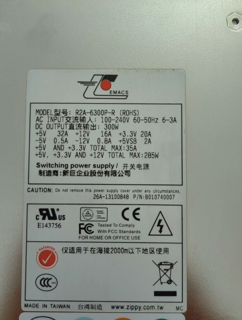 1PC EMACS R2A-6300P-R ROHS 300W Max Power Supply TESTED & FASTSHIP - Image 2