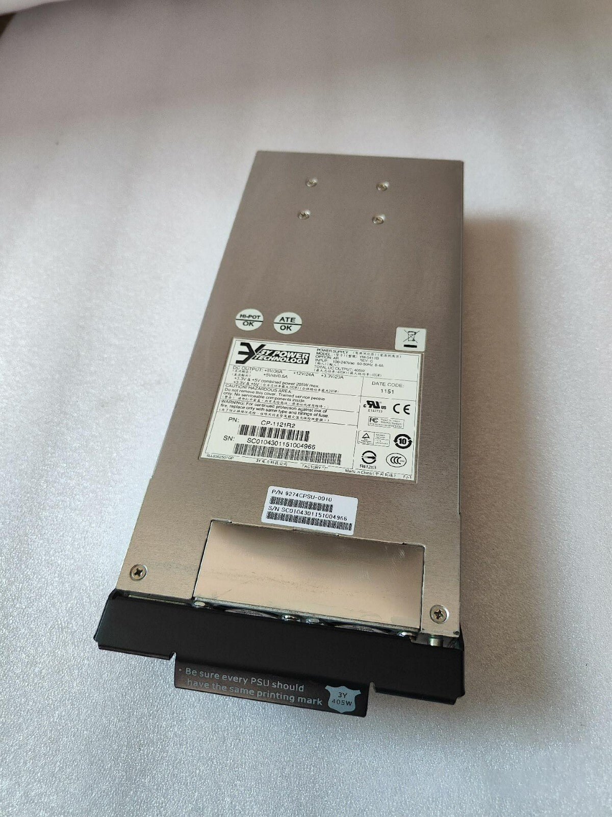 1pcs 3Y YM-5411B 405W Server Redundant Power Module 9274CPSU-0010 Tested FedexP1