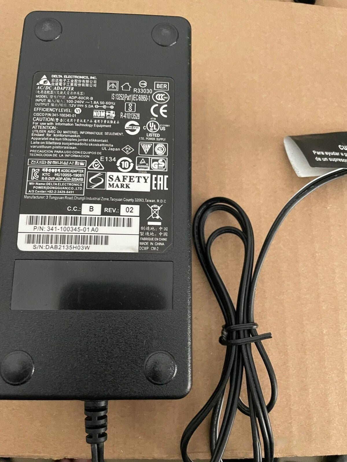1PC Cisco 341-100345-01 Power Supply ADP-60CR-B, 12V 5A ,60w Adapter
