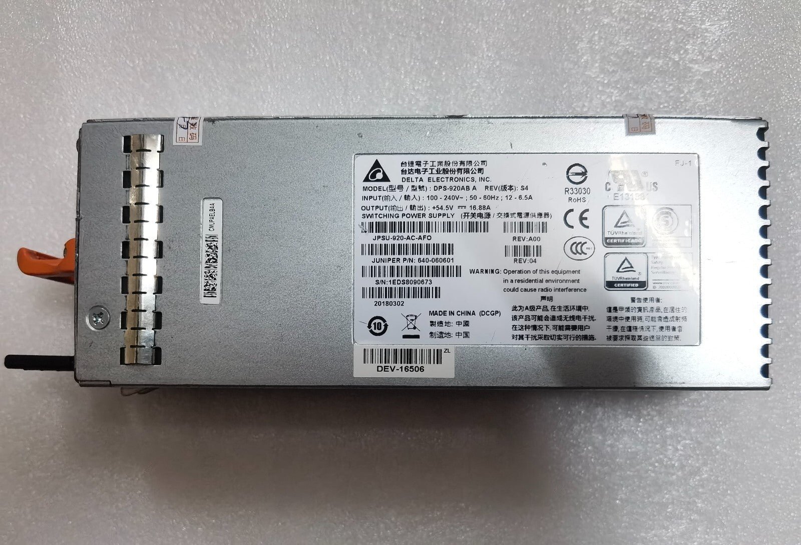 1PC Used JPSU-920-AC-AFO Switch Power Supply VIA Fedex P1