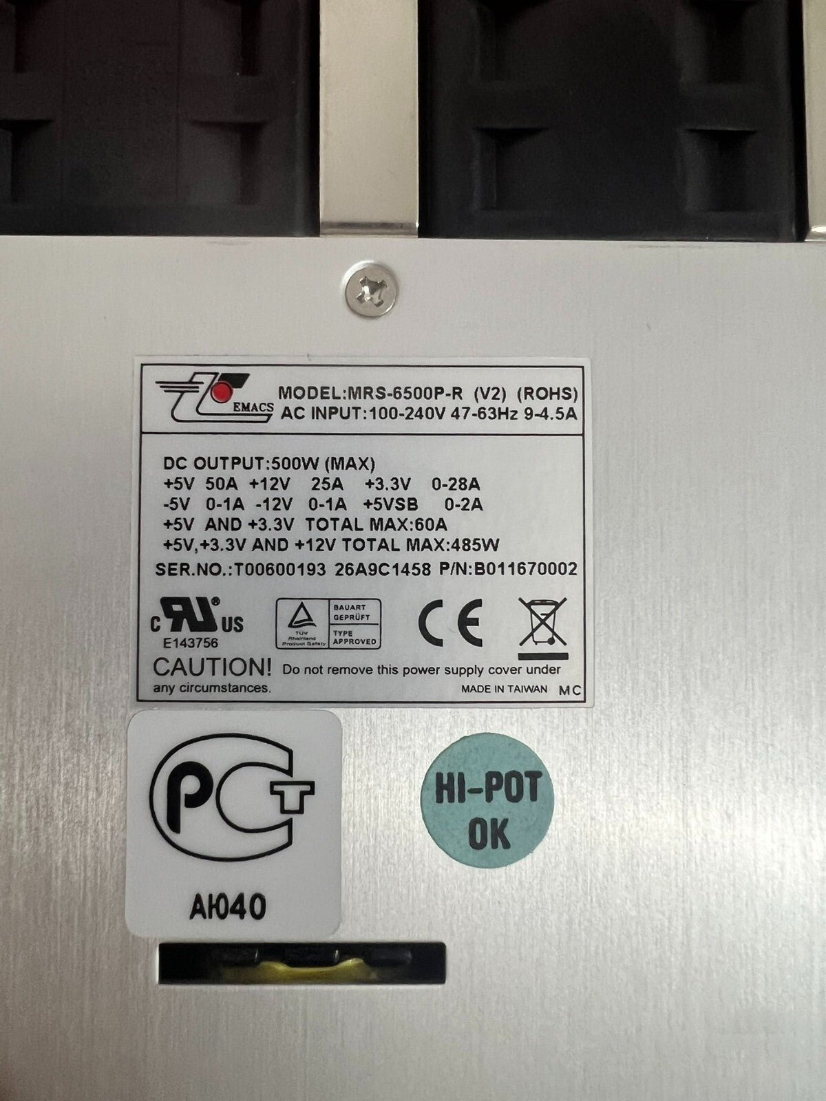 1pcs ZIPPY MRS-6500P-R (V2) 500W server equipment power supply - 图片 2