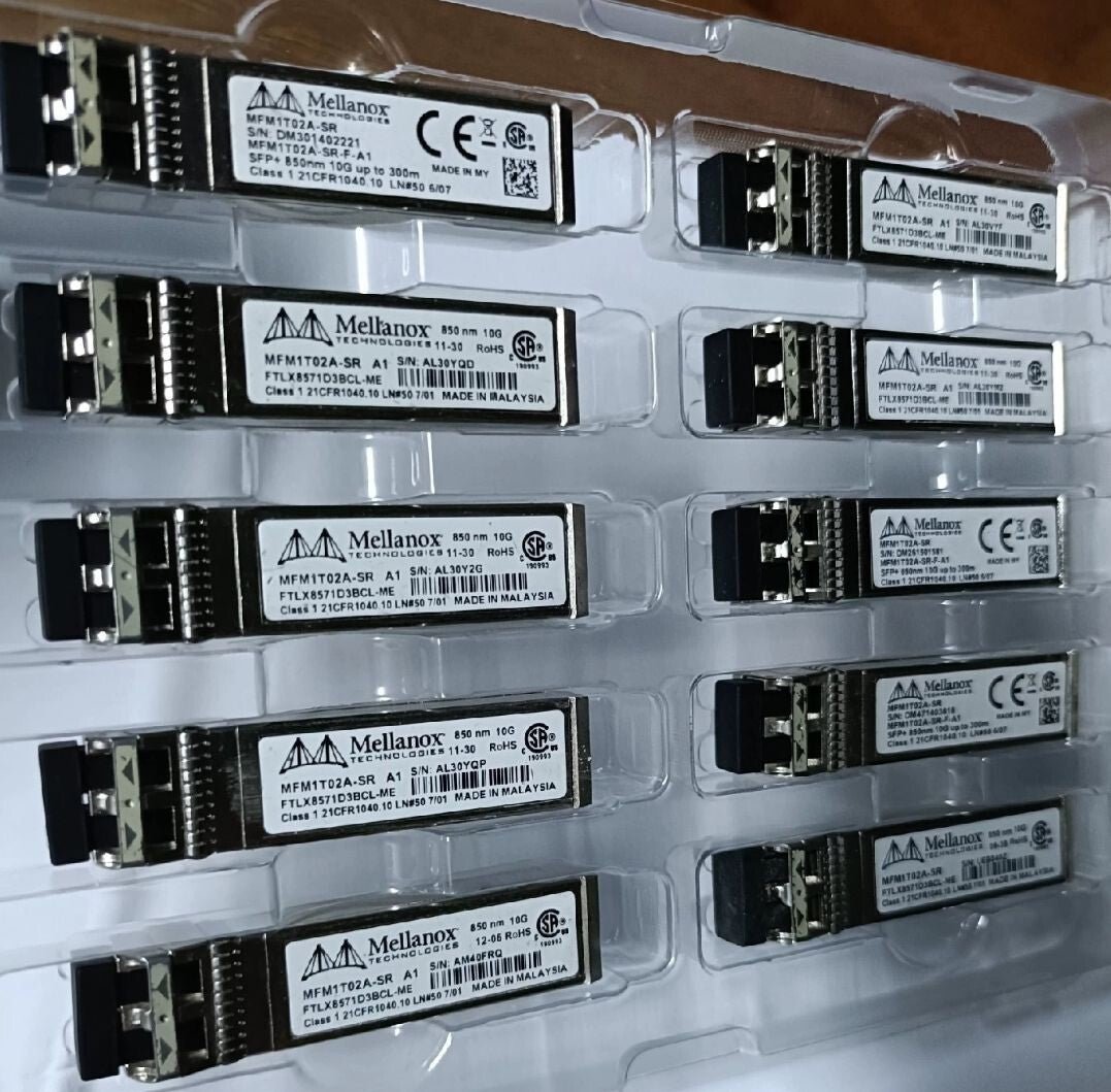 10pcs Mellanox Original MFM1T02A-SR 10GbE 10GBASE-SR SFP+ Transceiver Module - 图片 2