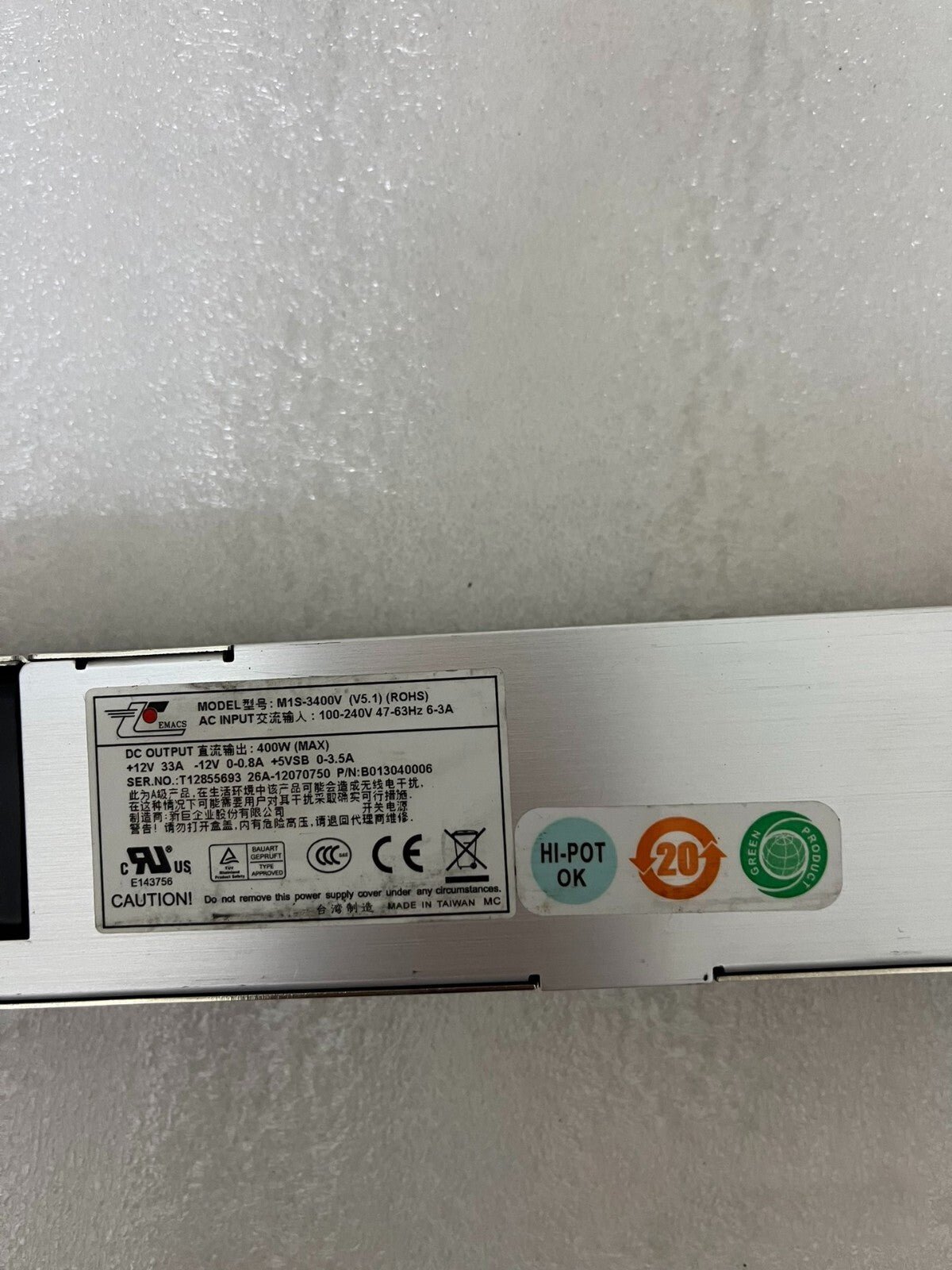 1pcs Used Zippy M1S-3400V Server Power Supply Redundant Module 400W Tested - 图片 2