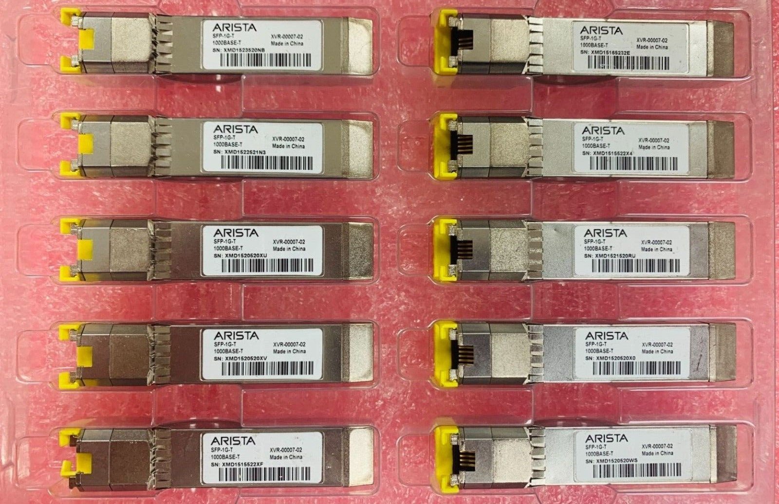 10pcs Arista SFP-1G-T 1000BASE-T XVR-00007-02 RJ-45 1GbE Copper SFP Optics