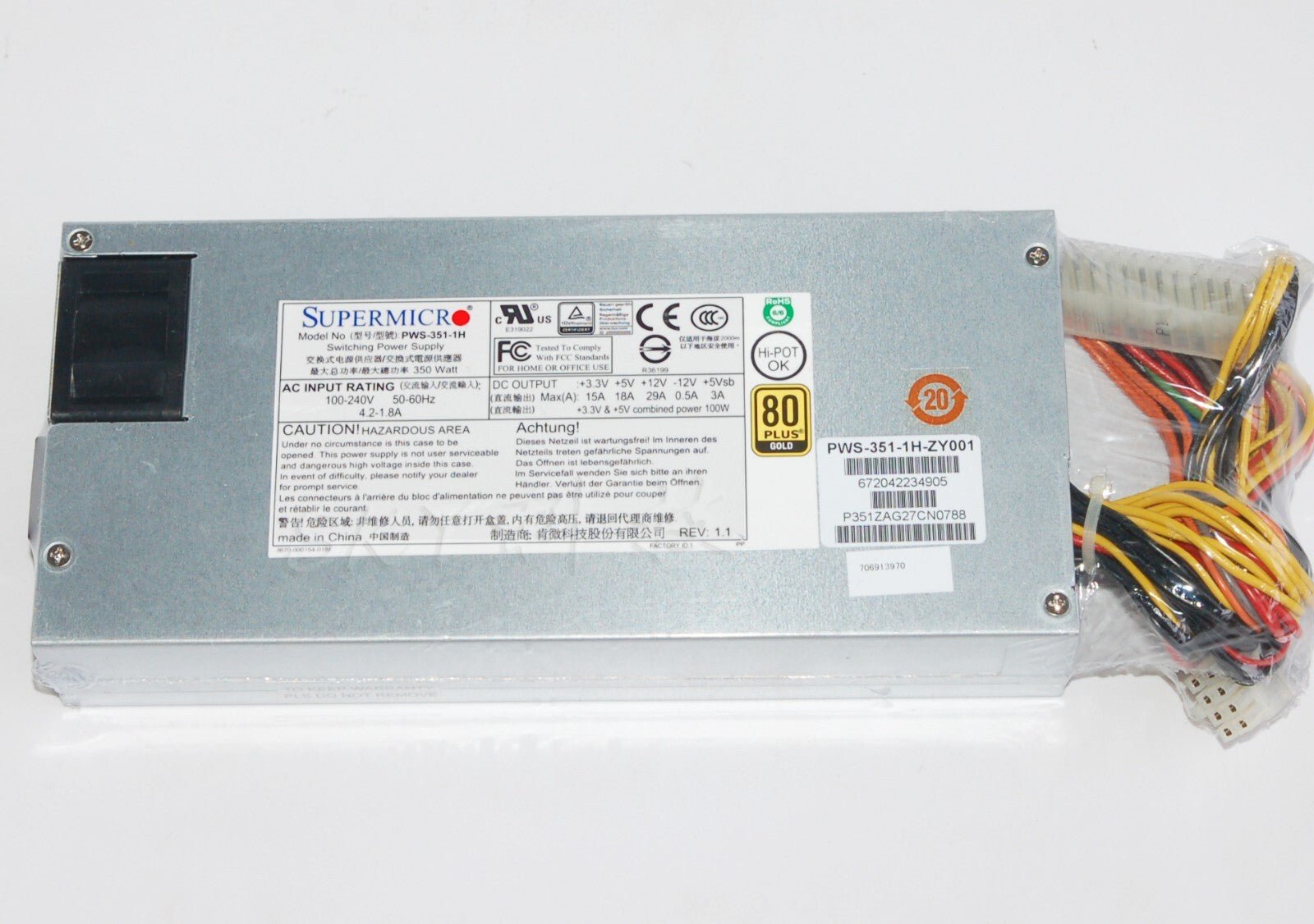 1PCS SUPERMICRO PWS-351-1H Server 1U Power Supply 350W - 图片 6