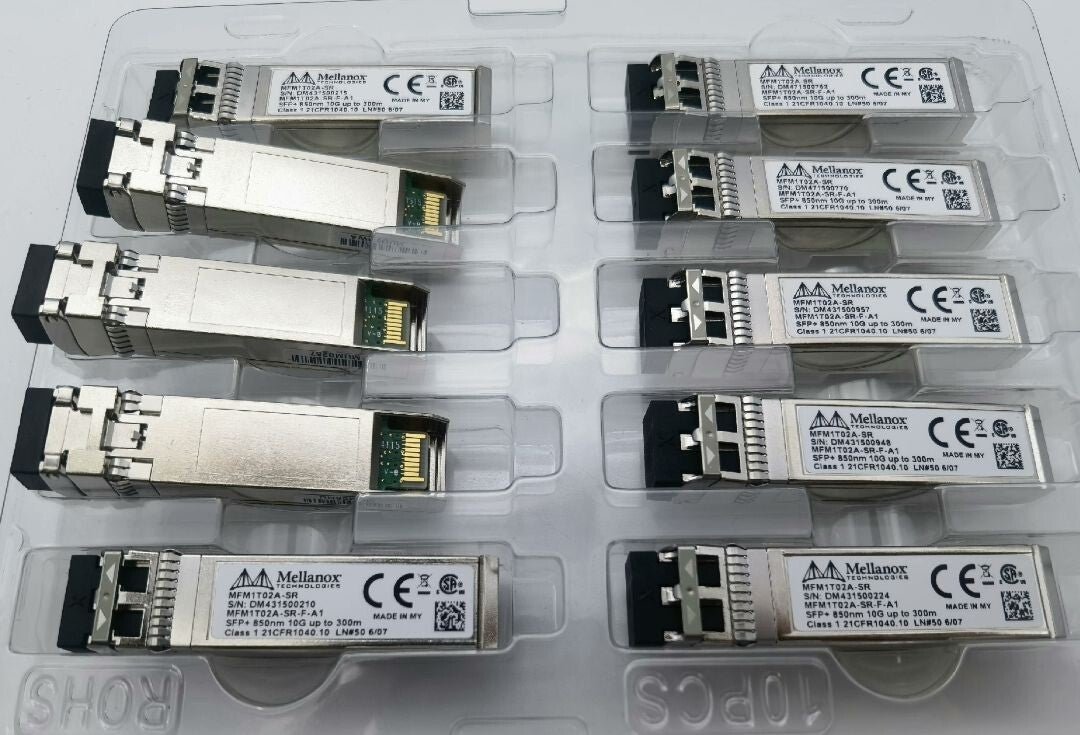 10pcs Mellanox Original MFM1T02A-SR 10GbE 10GBASE-SR SFP+ Transceiver Module