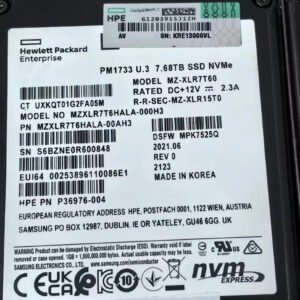 HPE P36976-004 MZXLR7T6HALA-00AH3 P40567-B21 PM1733 7.68TB NVMe U.3 SSD