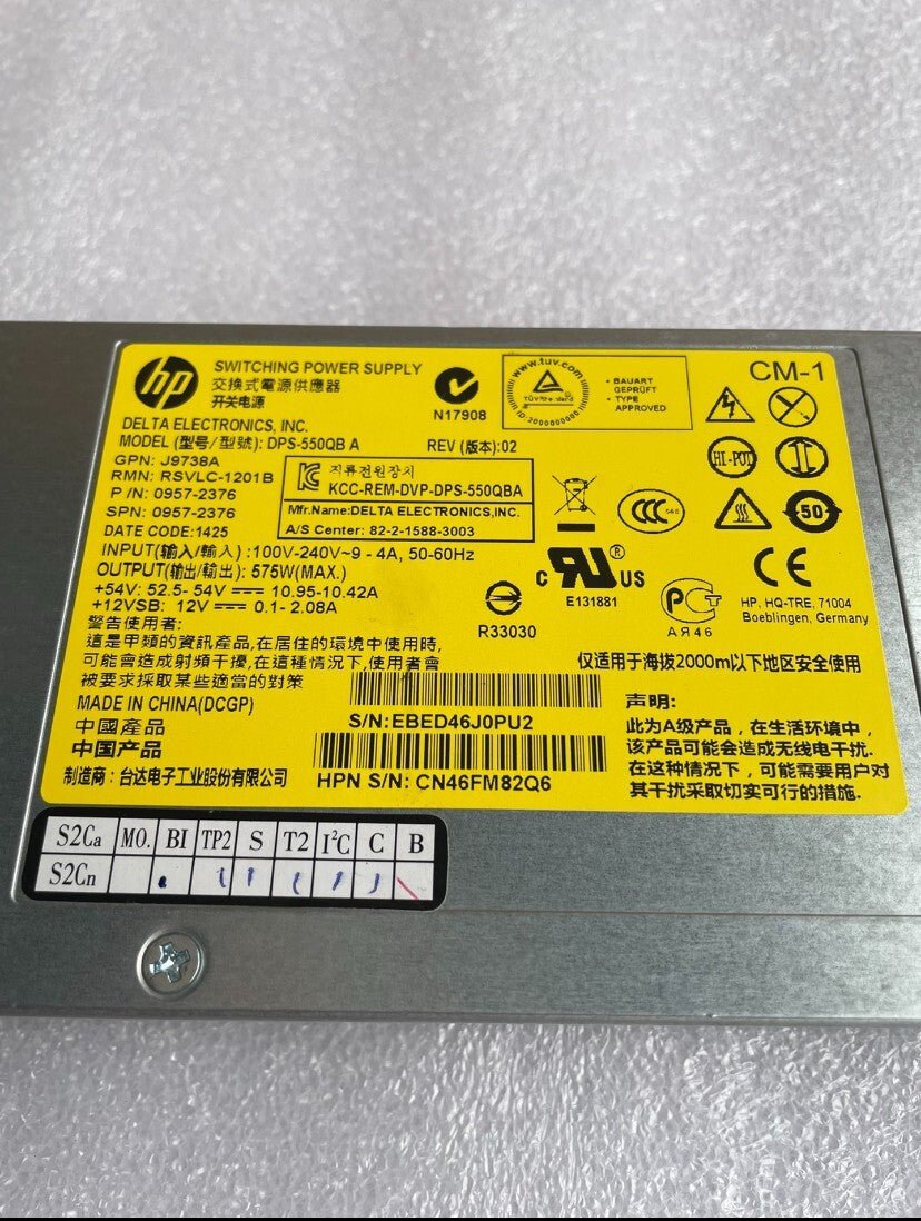 HPE J9738A Model DPS-550QB 575W HP Power Supply Module 0957-2376 - Image 2