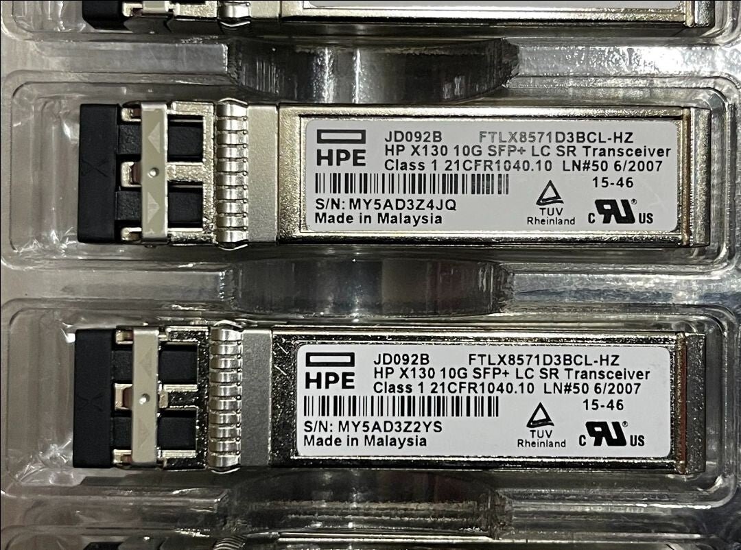 10pcs JD092B HPE X130 10G SFP+SR LC FTLX8571D3BCL-HZ 850nm MMF Module For 5900AF