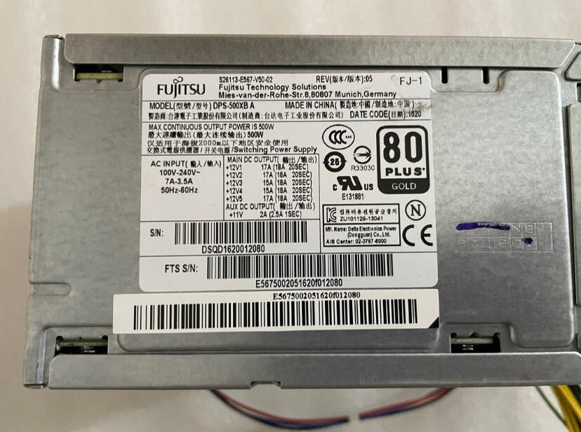 1pcs Fujitsu S26113-E567-V50-02 DPS-500XB A server power supply 500W - 图片 2