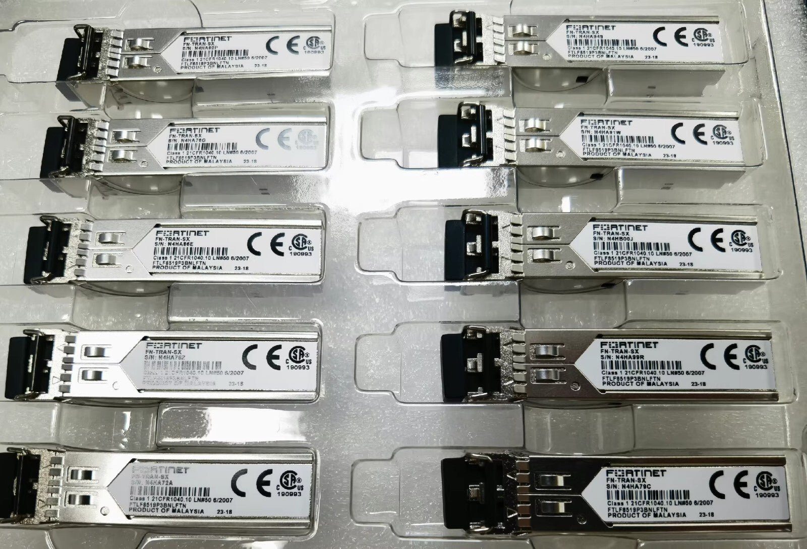 10pcs Fortinet FN-TRAN-SX 1GE 1000BASE-SX SFP-SX 850nm 550m duplex LC MMF