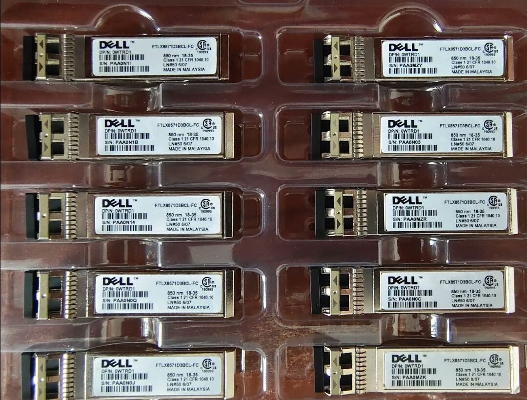 10pcs DELL FTLX8571D3BCL-FC 10G SFP+ 0WTRD1 SR 850nm Optical Transceiver Module
