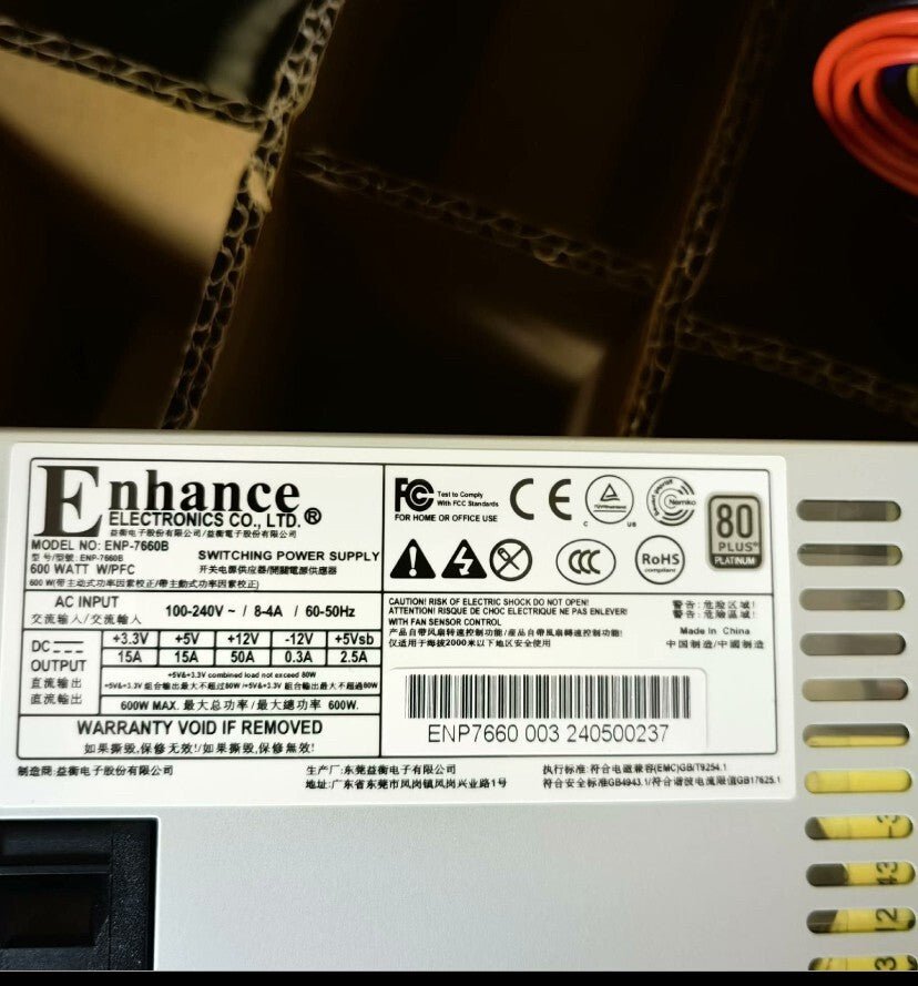 1pc New Open Enhance ENP-7660B 600W Flex ATX 1U Power supply Fedex Fast Shipping - Image 2